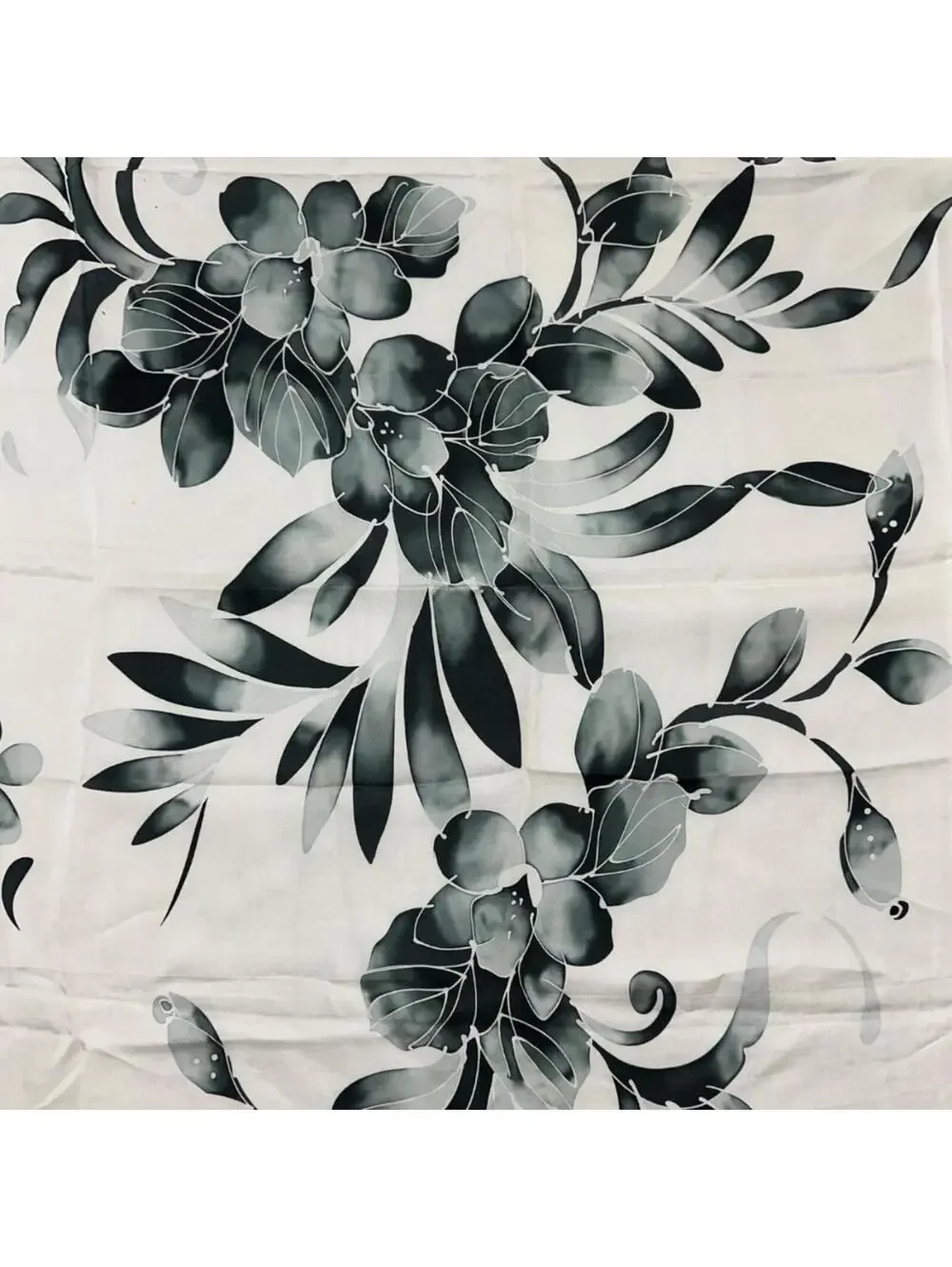 Black & White Floral Square Scarf